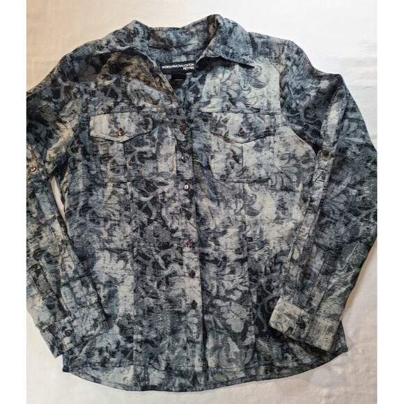 Norton McNaughton Petite Button-Up Floral Chambray Long Sleeve Sz 4P Classic Fit - Picture 1 of 6